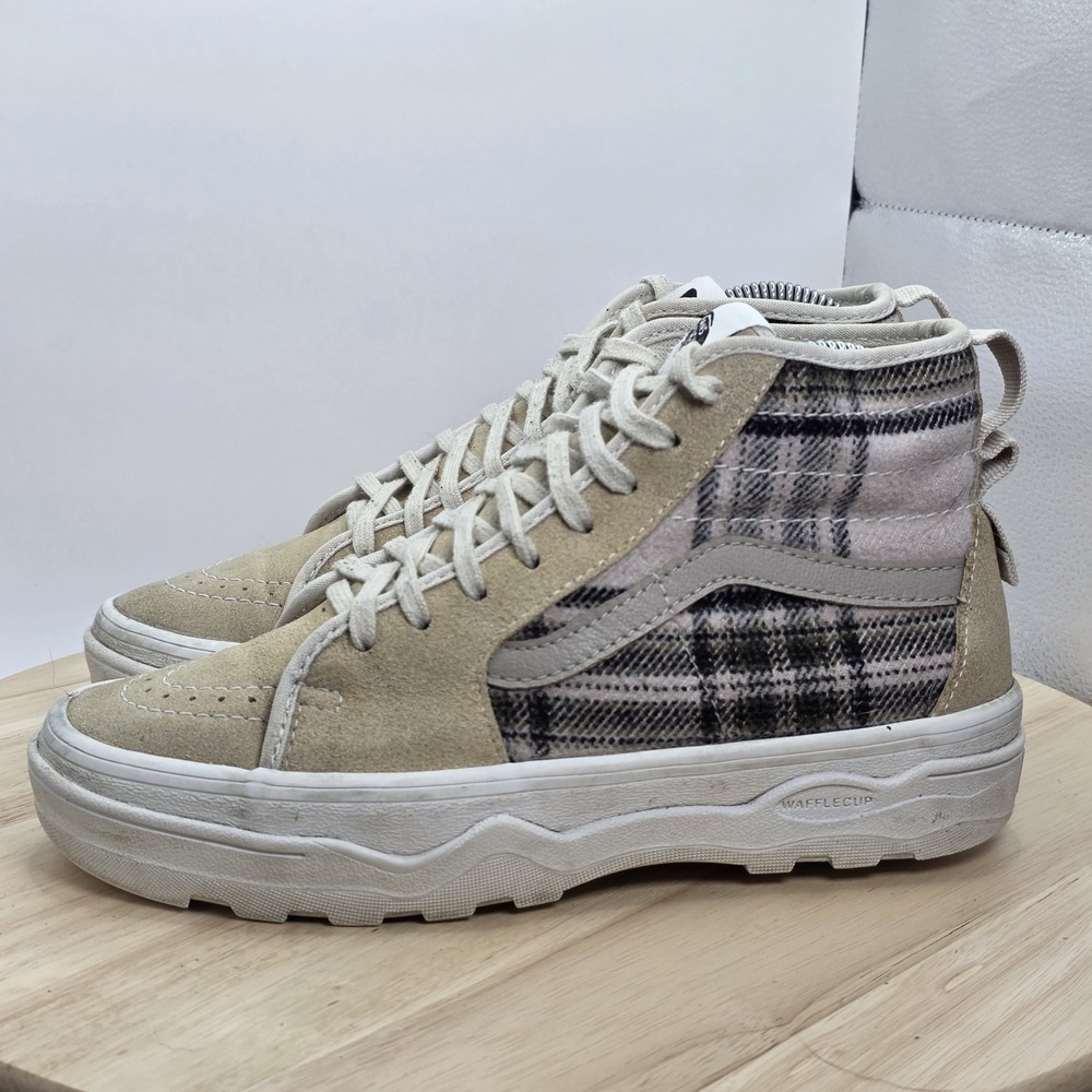 Women's Size 6.5 - Rare Vans Sentry Sk8 Hi Plaid Turtle Dove Ultra Cush Shoes